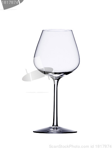 Image of single empty wine glass isolated on the white background
