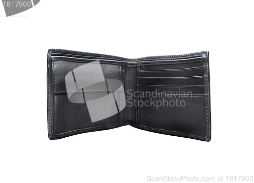 Image of Open black wallet. On a white background.