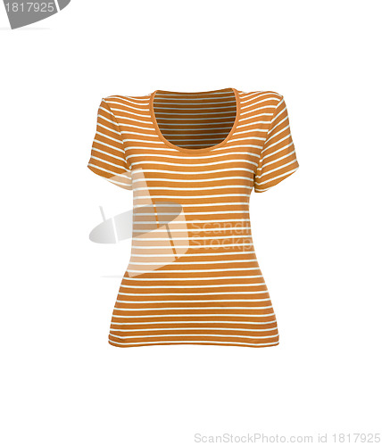 Image of striped orange t-shirt on white background