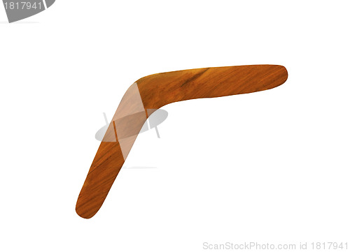 Image of Brown wooden boomerang isolated on white background