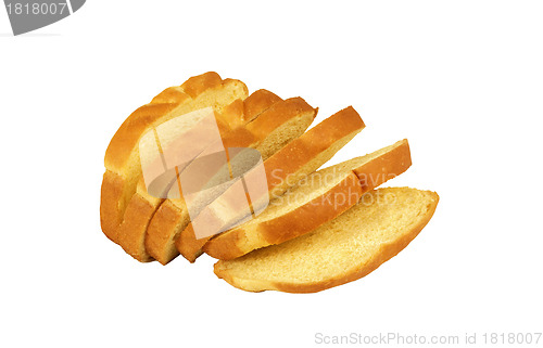 Image of wheaten bread sliced, on white