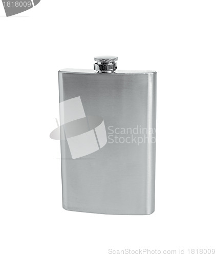 Image of Stainless hip flask isolated on white background