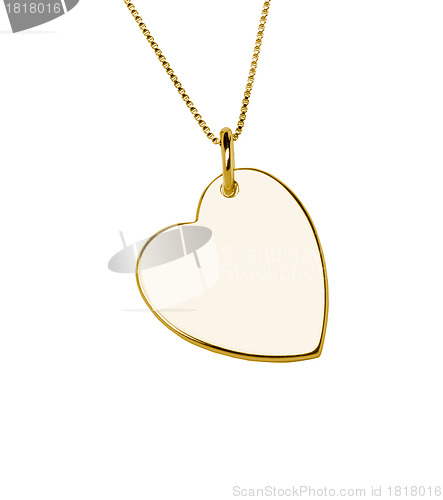 Image of Golden heart pendant isolated on white background