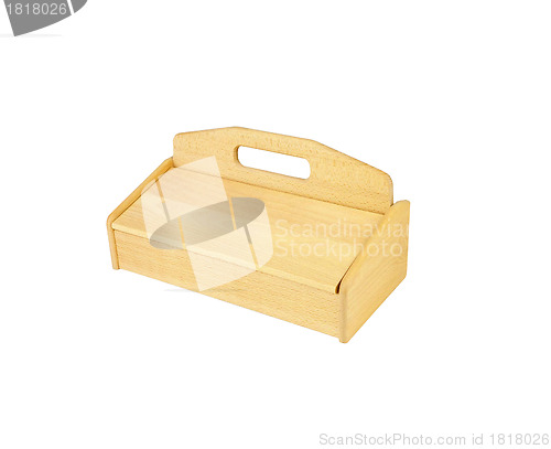 Image of wooden breadbasket for bread isolated on white background