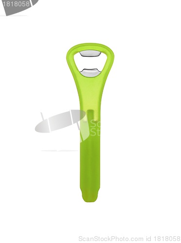 Image of close up of bottle opener on white