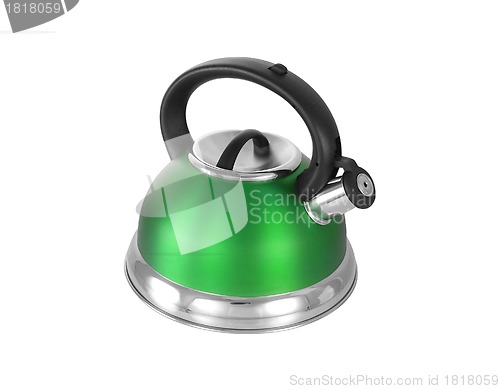 Image of green kettle isolated on white background