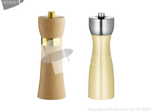 Image of salt and pepper pot over white background