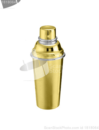 Image of Golden big thermos isolated on white