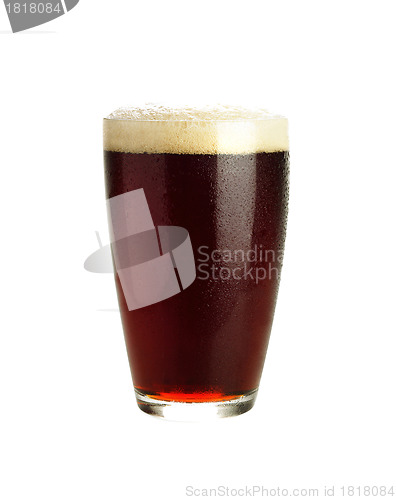 Image of Glass of dark beer isolated on white