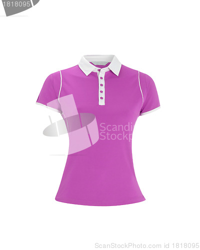 Image of Purple polo t-shirt on white background