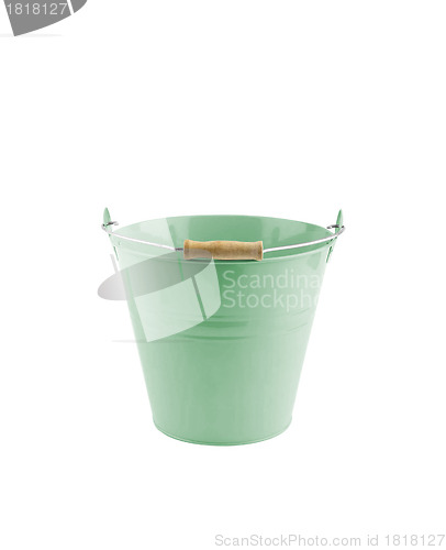 Image of Small iron milling green bucket on white