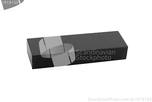 Image of close up of a black box on white background