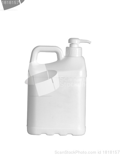 Image of White plastic jerry can is isolated on a white background