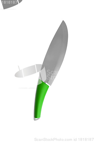 Image of Big green knife isolated on white