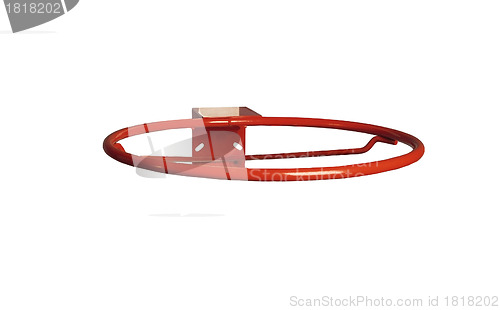 Image of Basketball ring without net on white background