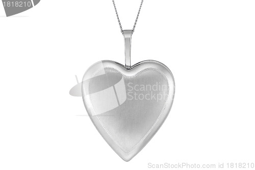 Image of Silver pendant heart isolated on white background