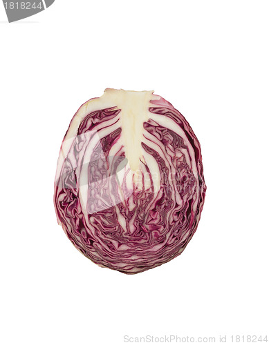 Image of Red Cabbage cross section on White Background