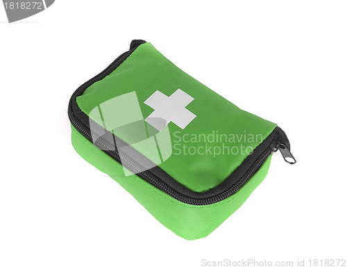 Image of First aid bag isolated on white