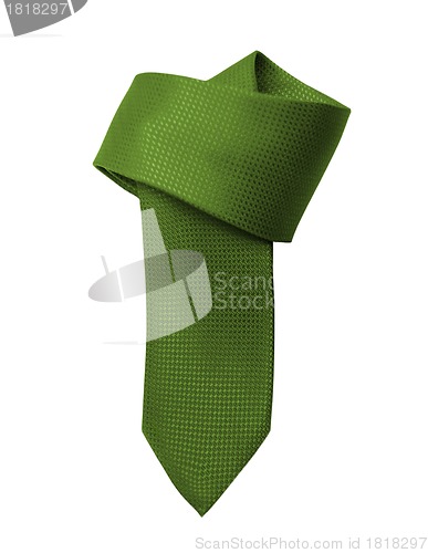 Image of Green tie close up on white background
