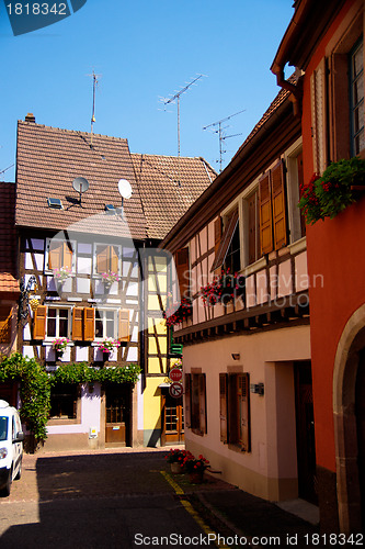 Image of Stork on a roof in Alsace