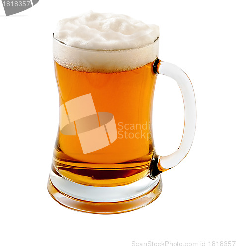 Image of Mug with beer on white background