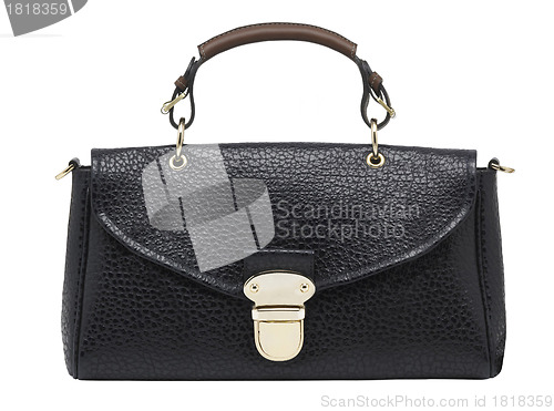 Image of A leather bag isolated against a white background