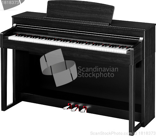 Image of Real black grand piano isolated on white