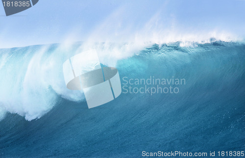 Image of Large Blue Surfing Wave