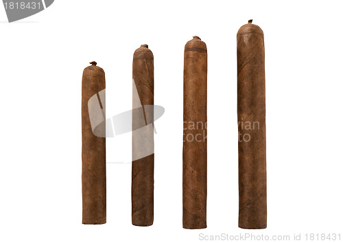 Image of isolated cigars all sizes