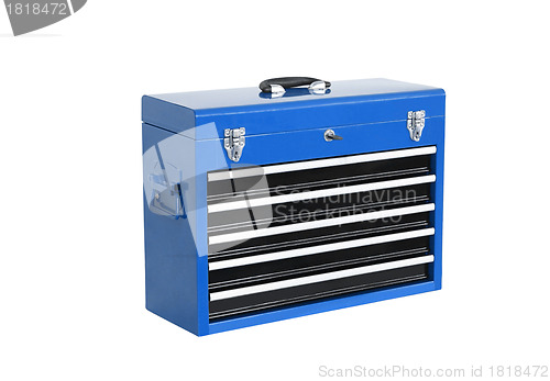 Image of blue toolbox isolated on white