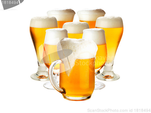 Image of Glasses of beer isolated over white- excellent quality