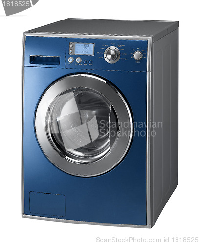 Image of Blue Isolated washing machine on a white background