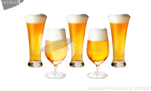 Image of Different glasses of cold lager beer isolated- excellent quality
