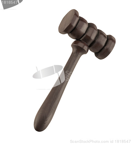 Image of Wooden justice gavel and block with brass