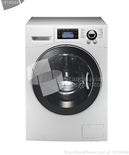 Image of white washing machine isolated on white background