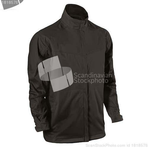 Image of black leather jacket isolated on white background