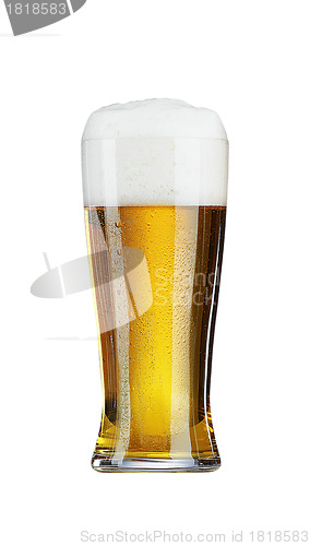 Image of Glass of beer with isolated on white
