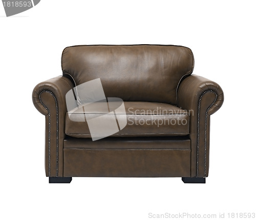 Image of antique leather armchair isolated on white background
