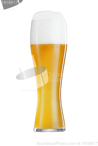 Image of Glass of beer close-up with froth