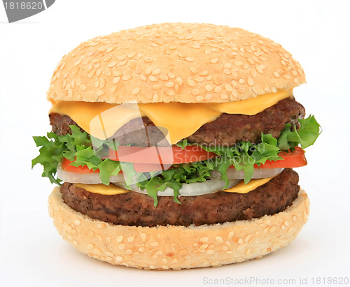 Image of big hamburger isolated on white