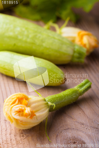 Image of Courgettes with flowers