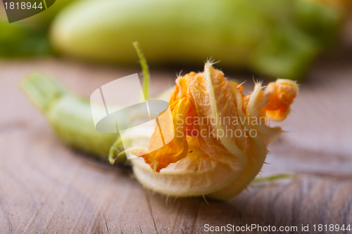 Image of Courgettes with flowers