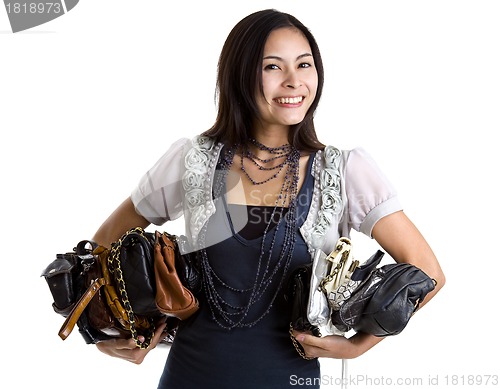 Image of woman with many a purses