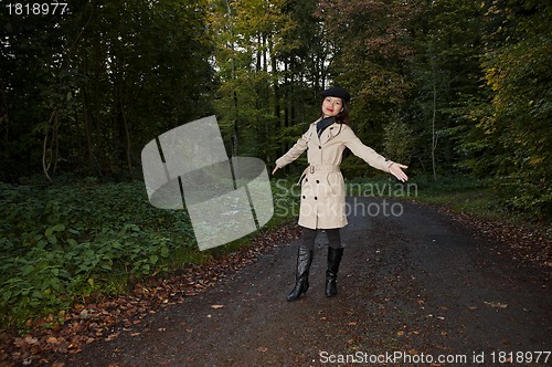 Image of asian woman in forest