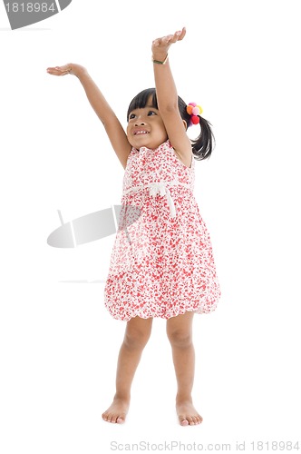 Image of cute girl with arms up