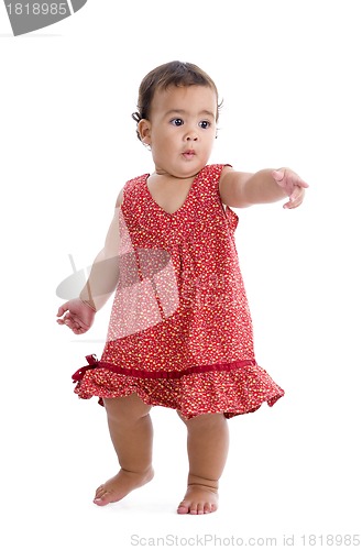 Image of sweet little girl pointing at something