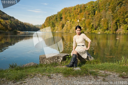 Image of beautiful asian at the river