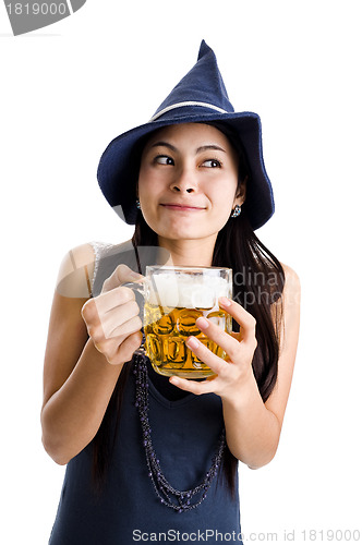 Image of woman with  draft beer