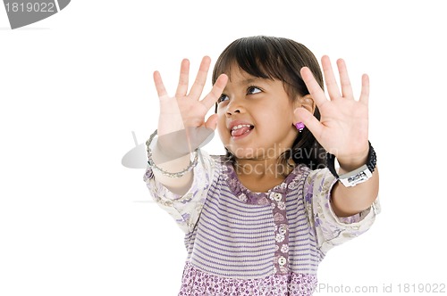 Image of cute kid showing her palms