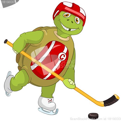 Image of Funny Turtle. Hockey Player.